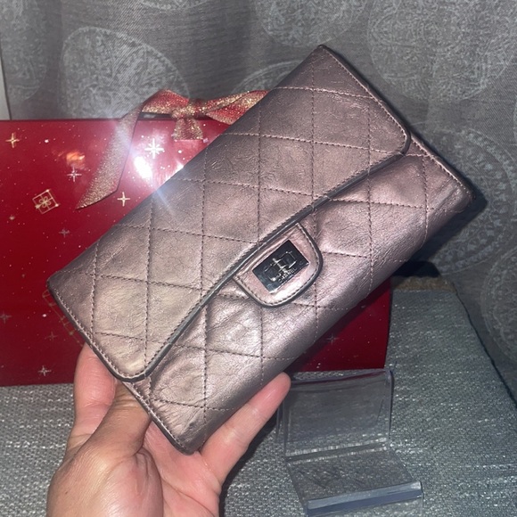 Chanel purple and silver irridescent trifold wallet. Serial sticker still Intact - Picture 1 of 7